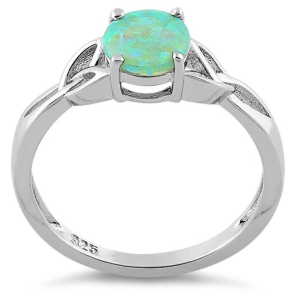 925 STERLING SILVER Lab Created Green Fire Opal Ring - Picture 13 of 15